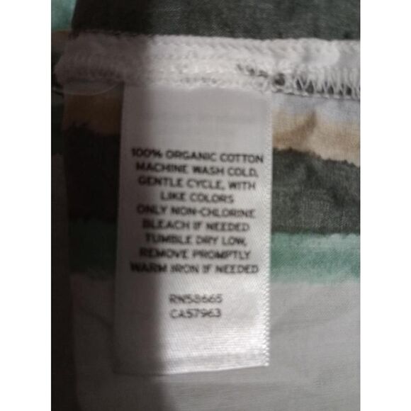 Caslon Shirt Ladies Large White Green Striped Off Shoulder Semi Sheer - Picture 7 of 8